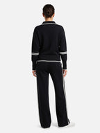 Ensemble Femme Maille Bandes Contrastantes Zippé