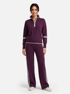 Ensemble Femme Maille Bandes Contrastantes Zippé