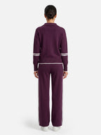 Ensemble Femme Maille Bandes Contrastantes Zippé