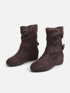 Bottines Femme en Daim Effet Froissé Boucle