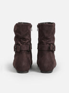 Bottines Femme en Daim Effet Froissé Boucle