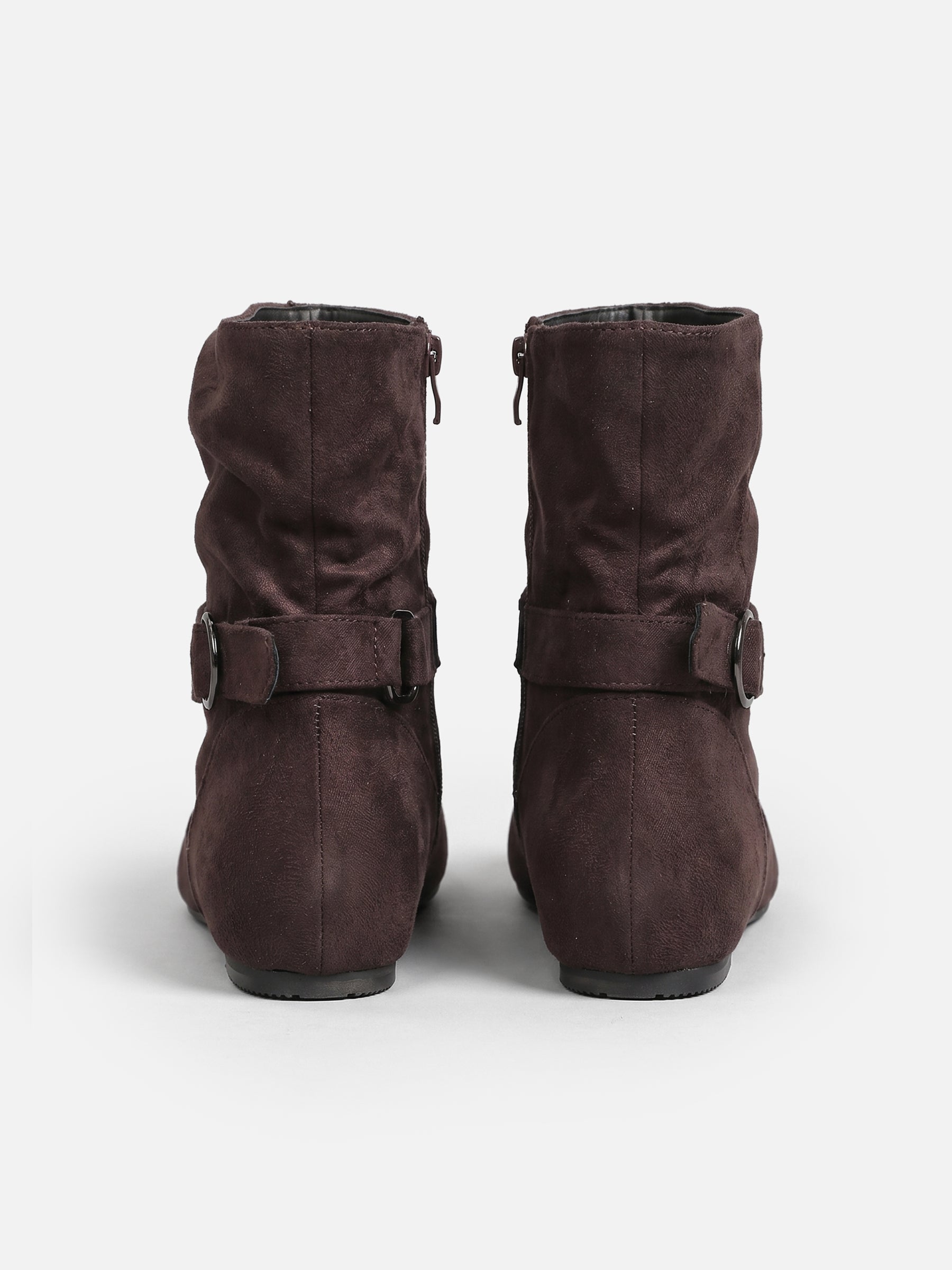 Bottines Femme en Daim Effet Froissé Boucle