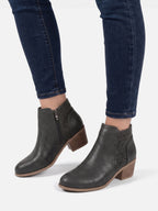 Bottines Femme Orthopédiques en Cuir Ajourées à Talon Carré