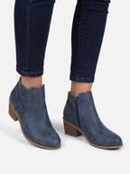 Bottines Femme Orthopédiques en Cuir Ajourées à Talon Carré