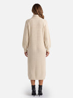 Robe Pull Femme en Maille Col Roulé Midi