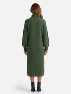 Robe Pull Femme en Maille Col Roulé Midi