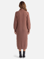 Robe Pull Femme en Maille Col Roulé Midi