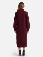 Robe Pull Femme en Maille Col Roulé Midi