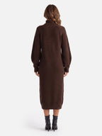 Robe Pull Femme en Maille Col Roulé Midi