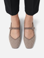 Ballerines Femme Mary Jane Chevrons Boucle