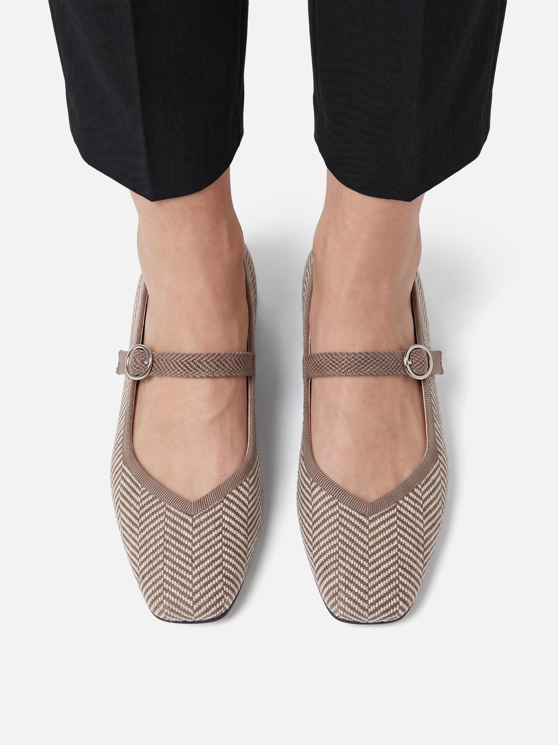 Ballerines Femme Mary Jane Chevrons Boucle