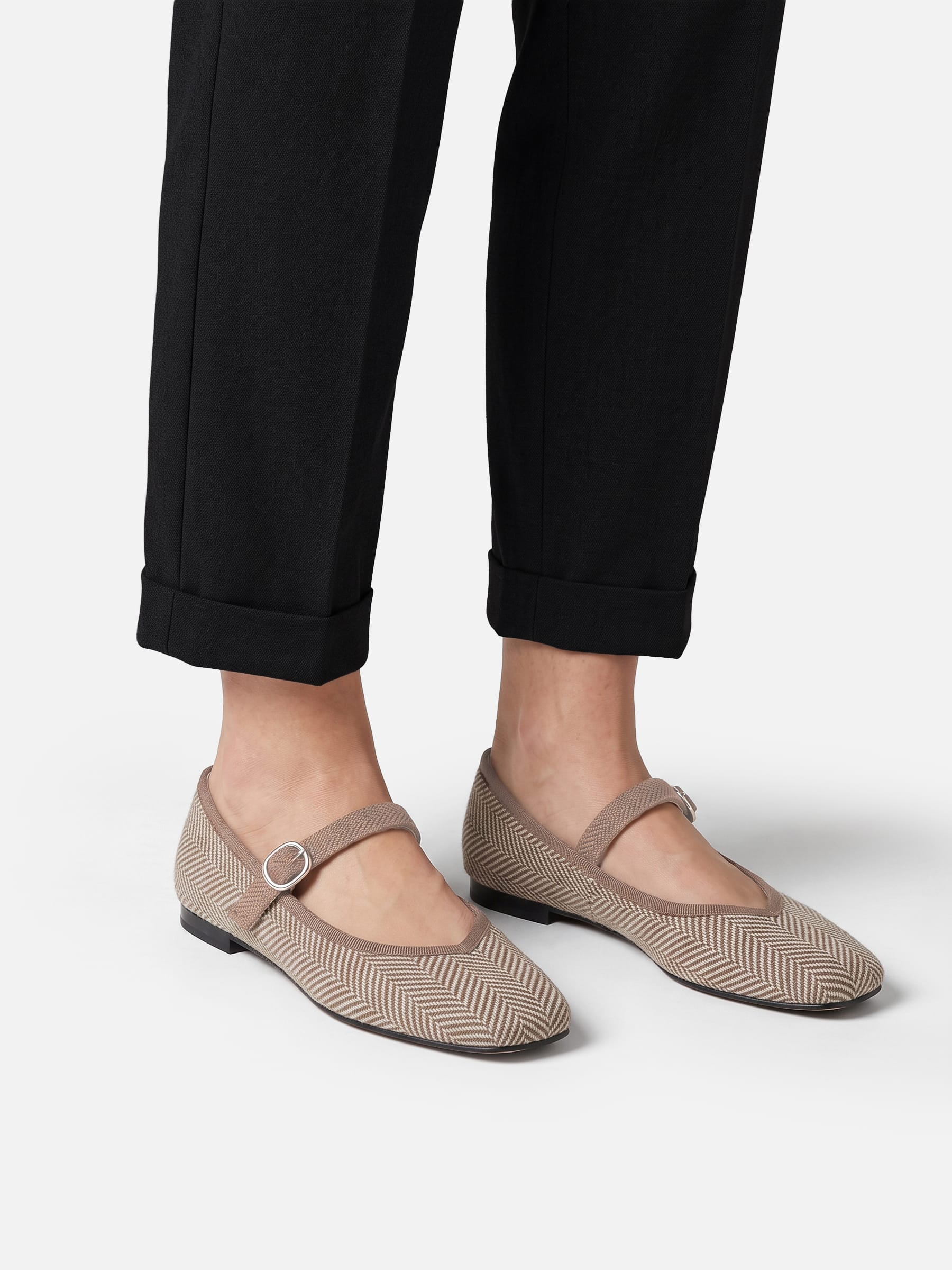 Ballerines Femme Mary Jane Chevrons Boucle