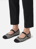 Ballerines Femme Mary Jane Pied-de-poule Boucle