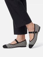 Ballerines Femme Mary Jane Pied-de-poule Boucle