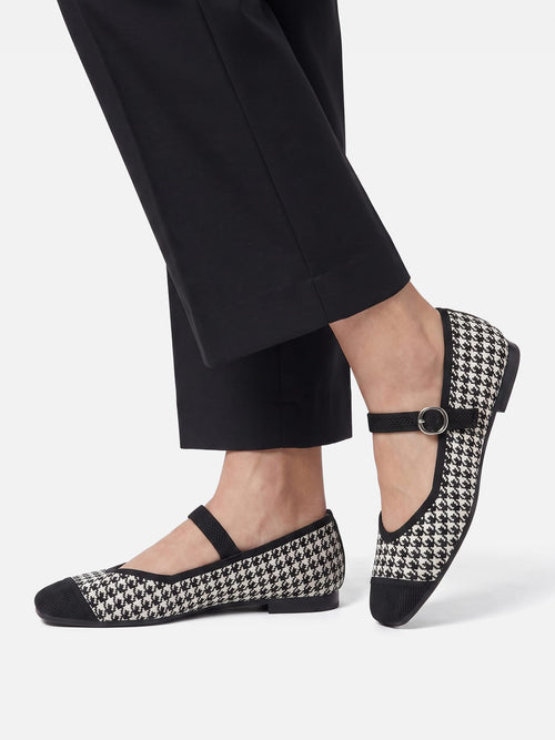 Ballerines Femme Mary Jane Pied-de-poule Boucle
