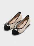 Ballerines Femme en Daim Bout Contrasté à Nœud