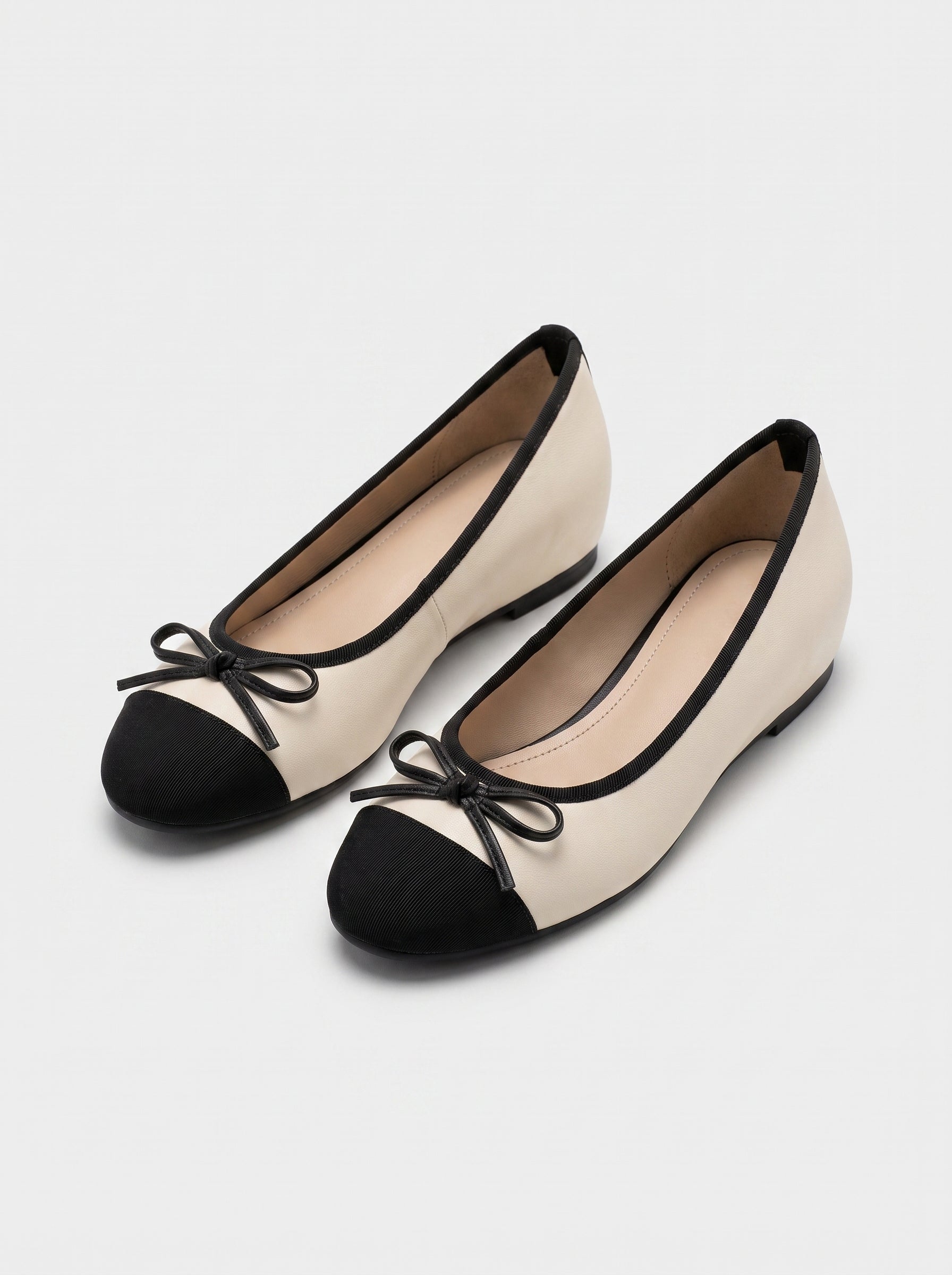 Ballerines Femme en Daim Bout Contrasté à Nœud