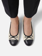 Ballerines Femme en Daim Bout Contrasté à Nœud