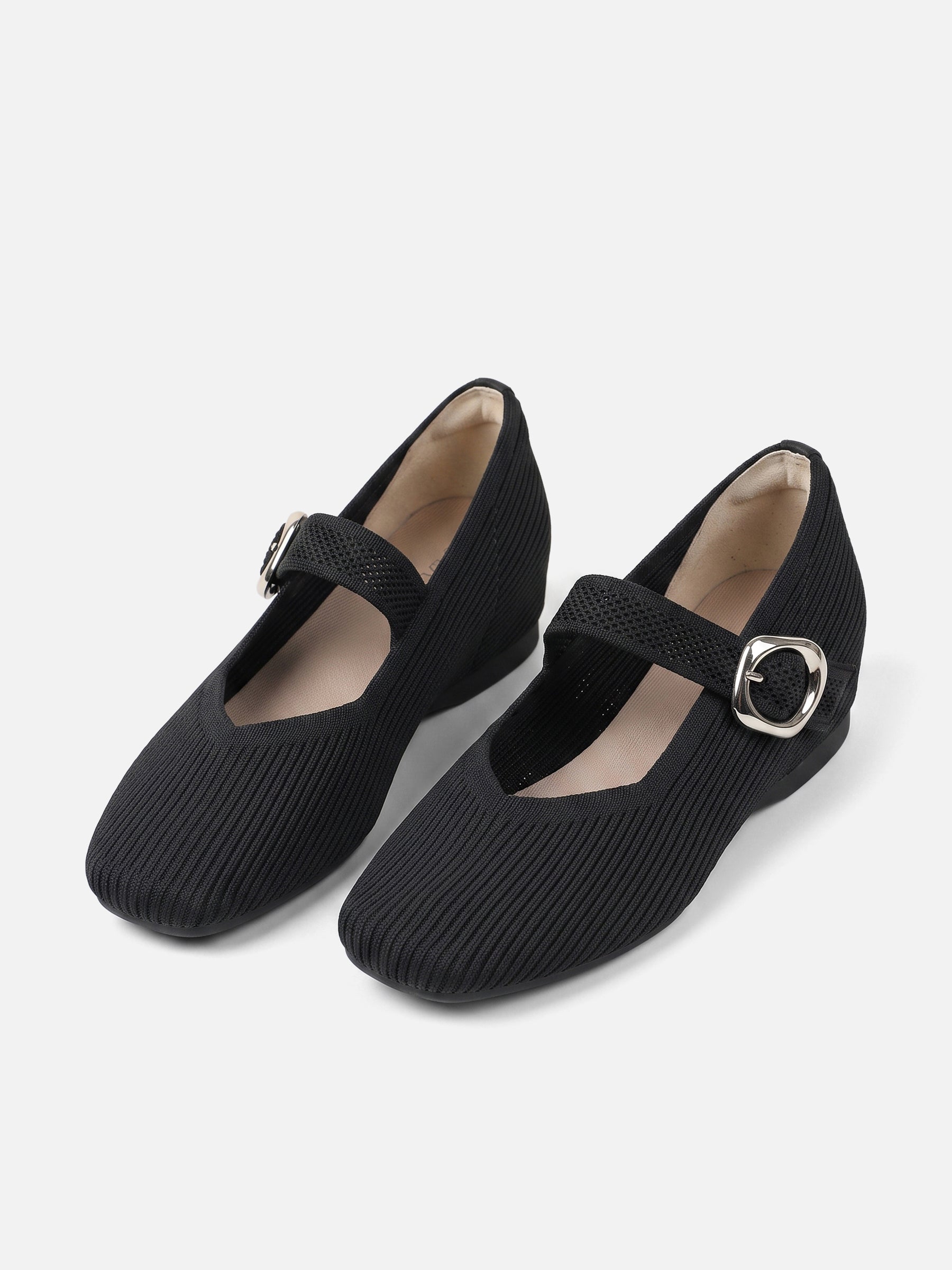Ballerines Mary Jane Femme en Maille à Boucle