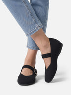 Ballerines Mary Jane Femme en Maille à Boucle