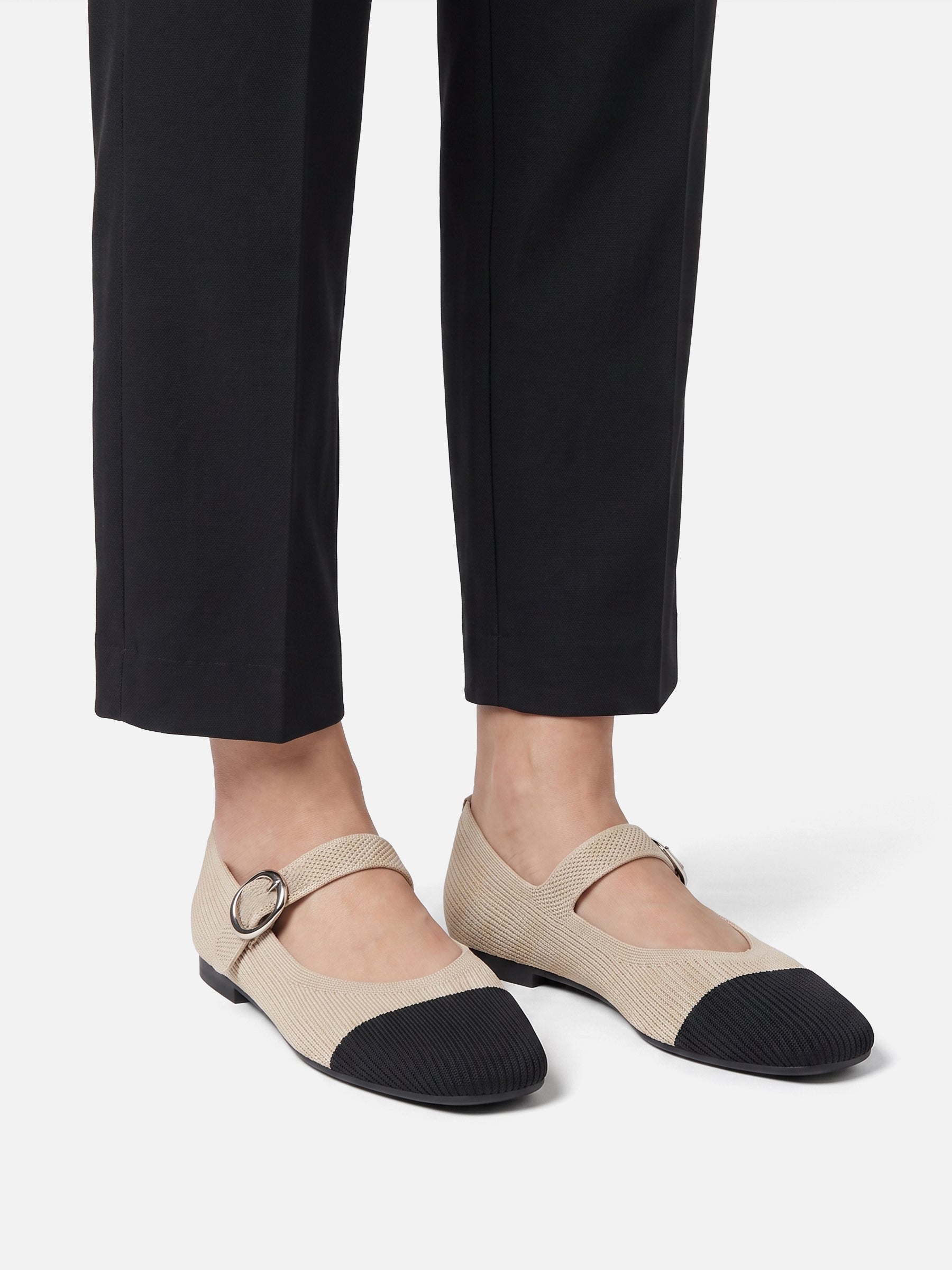 Ballerines Mary Jane Femme en Maille à Boucle