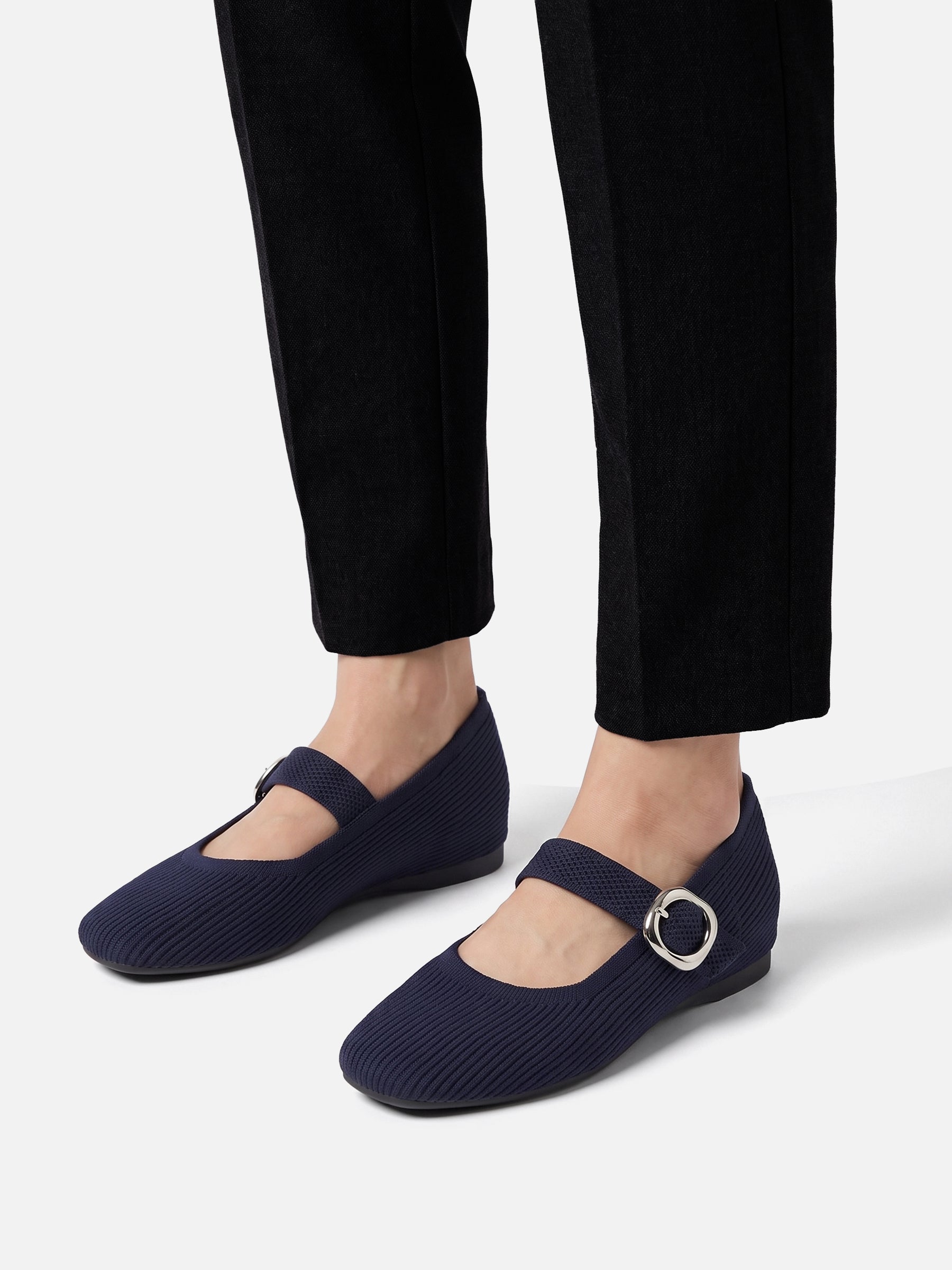 Ballerines Mary Jane Femme en Maille à Boucle