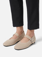 Ballerines Mary Jane Femme en Maille à Boucle