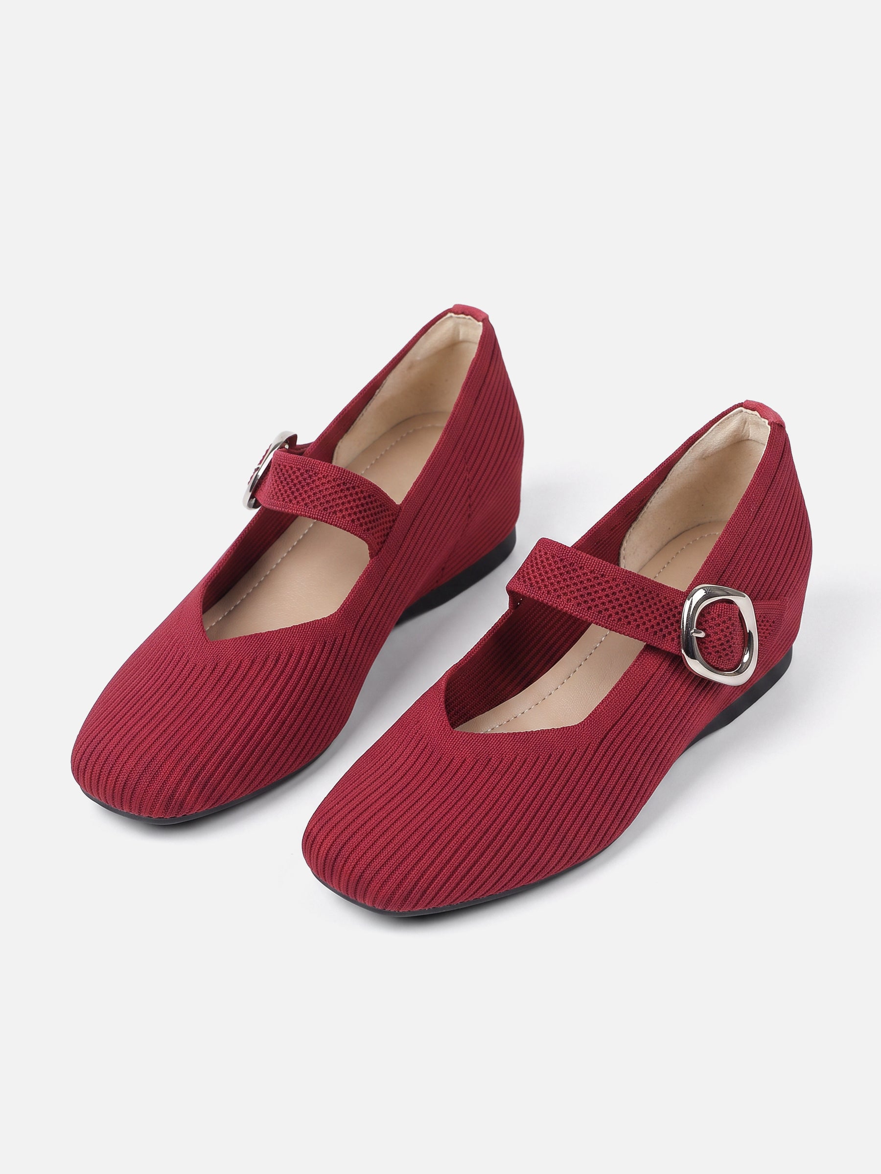 Ballerines Mary Jane Femme en Maille à Boucle