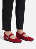 Ballerines Mary Jane Femme en Maille à Boucle