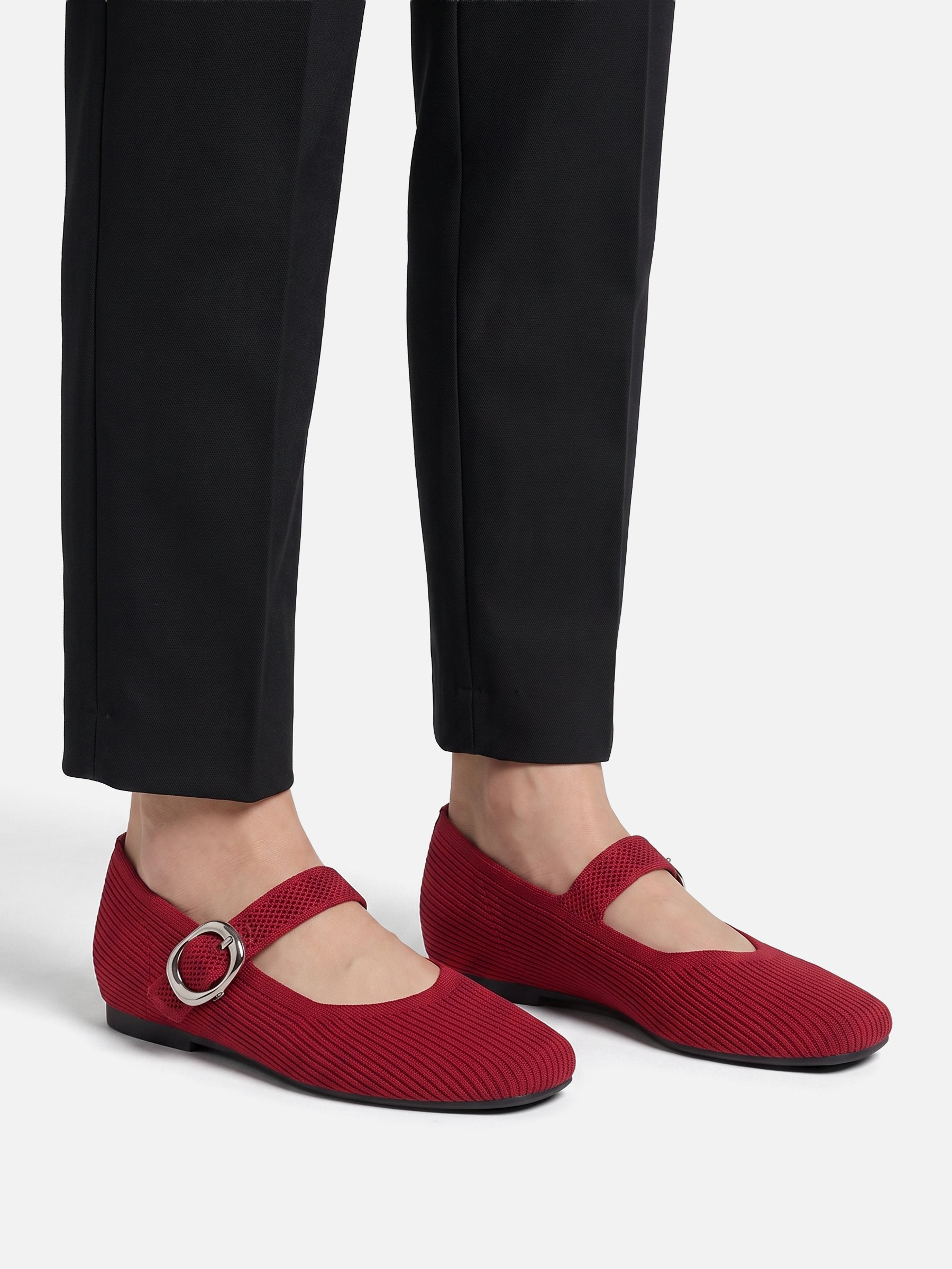 Ballerines Mary Jane Femme en Maille à Boucle