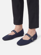 Ballerines Mary Jane Femme en Maille à Bride Oeillets