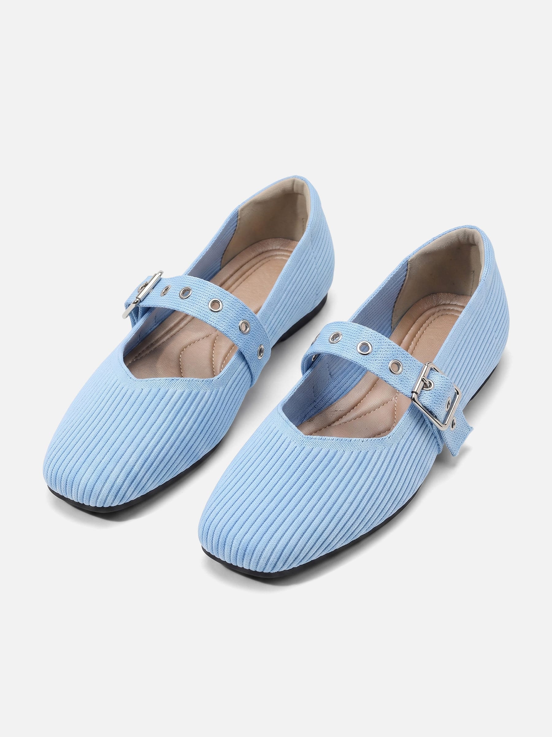 Ballerines Mary Jane Femme en Maille à Bride Oeillets