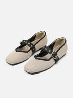 Ballerines Mary Jane Femme en Maille à Bride Oeillets