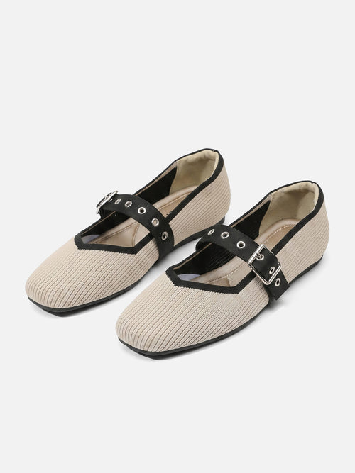 Ballerines Mary Jane Femme en Maille à Bride Oeillets