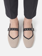 Ballerines Mary Jane Femme en Maille à Bride Oeillets
