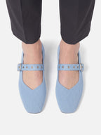 Ballerines Mary Jane Femme en Maille à Bride Oeillets