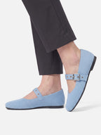 Ballerines Mary Jane Femme en Maille à Bride Oeillets