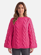 Pull Femme Oversize Grosse Maille Torsadée
