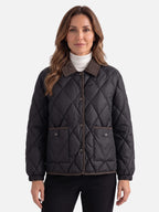 Veste Femme Matelassée Losange Col Velours Côtelé