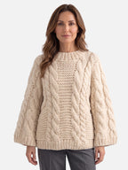 Pull Femme Oversize Grosse Maille Torsadée