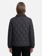 Veste Femme Matelassée Losange Col Velours Côtelé