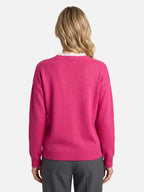 Pull Femme Maille Col V Bordé de Dentelle
