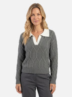 Women's Cable Knit Collared Jumper