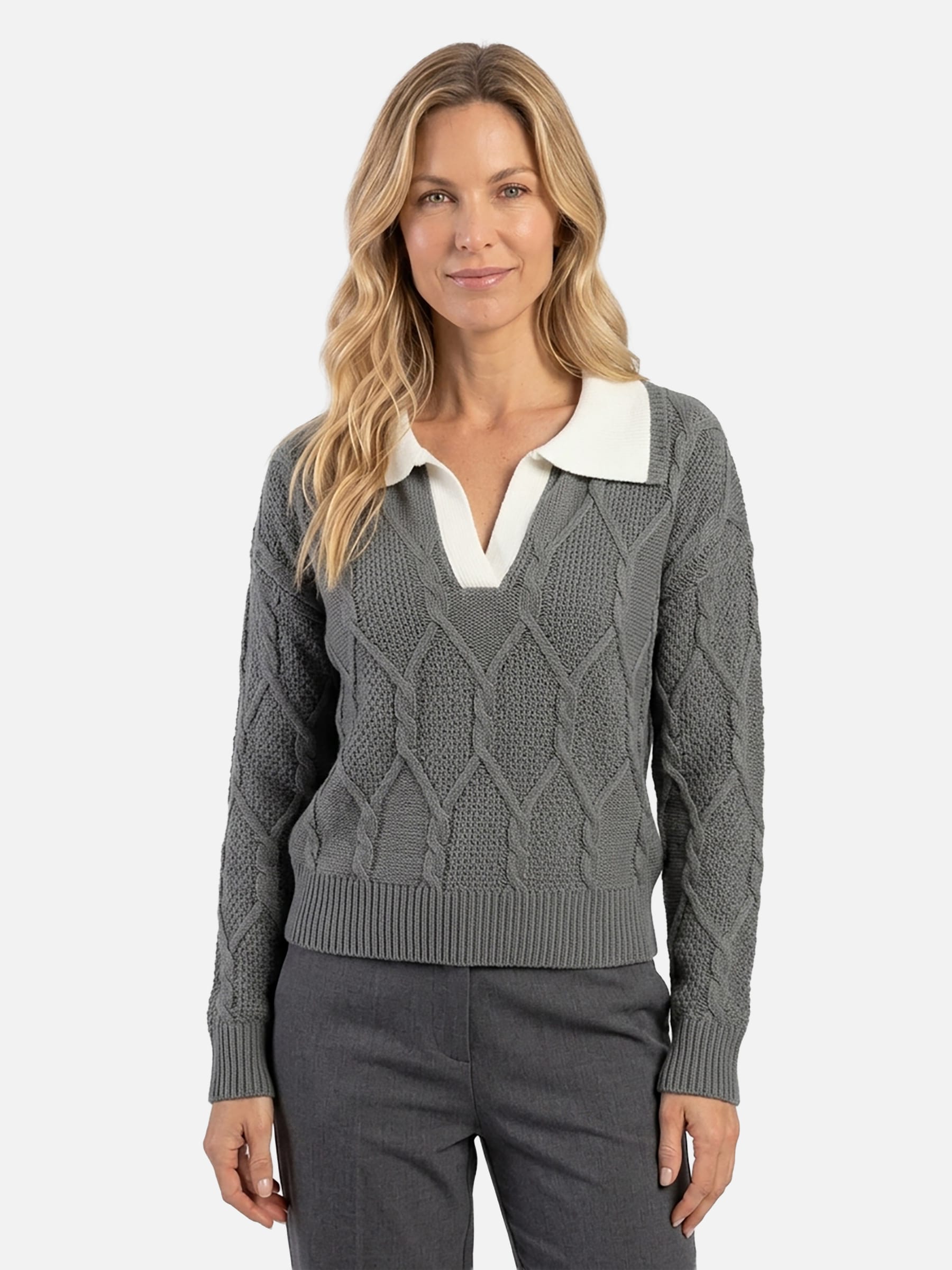 Women's Cable Knit Collared Jumper