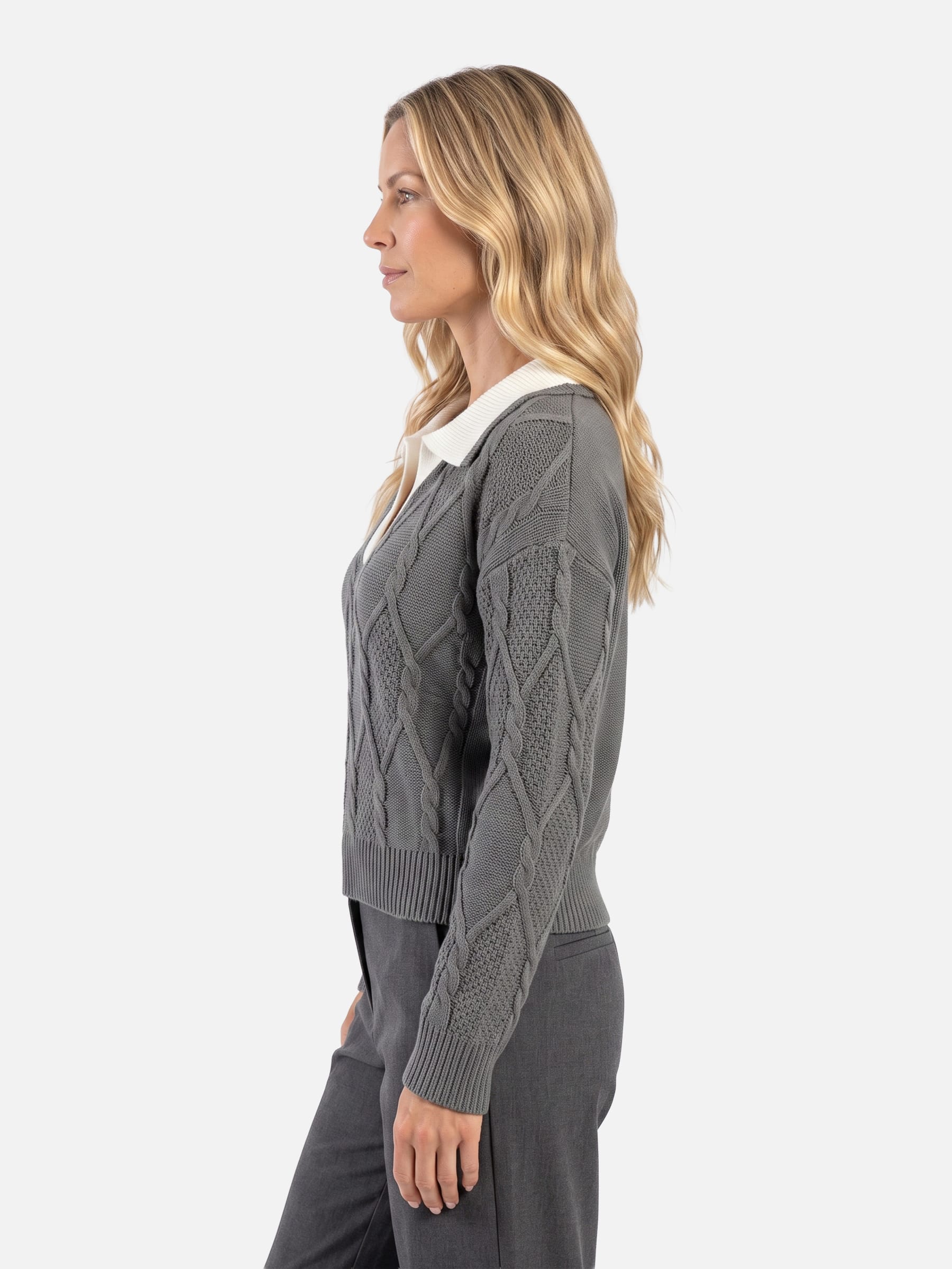 Women's Cable Knit Collared Jumper