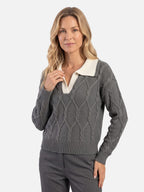 Women's Cable Knit Collared Jumper