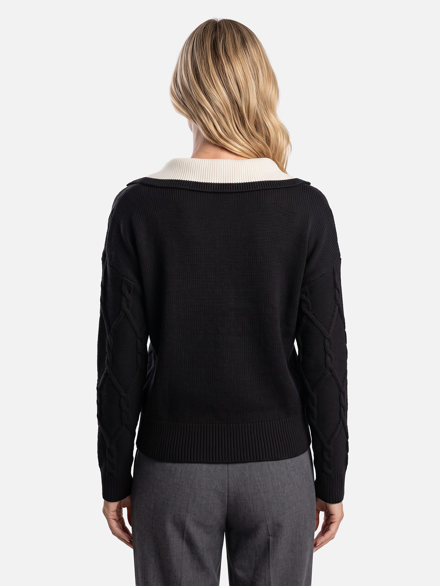 Women's Cable Knit Collared Jumper