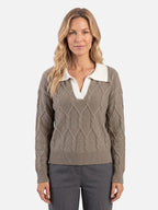 Women's Cable Knit Collared Jumper