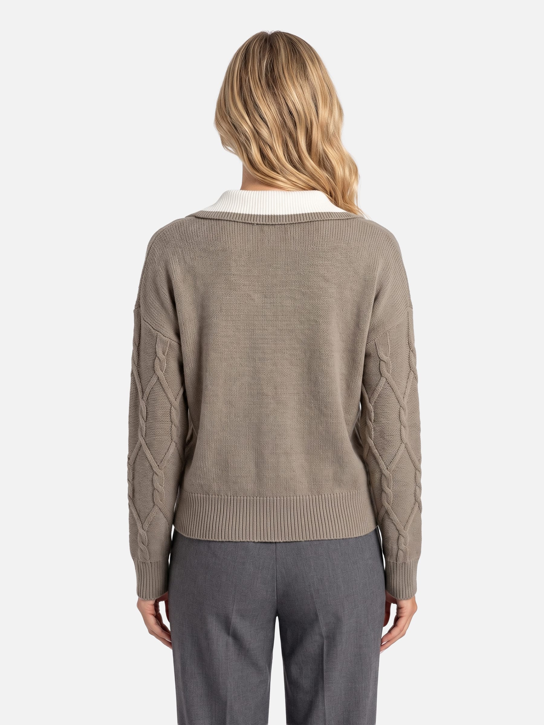 Women's Cable Knit Collared Jumper