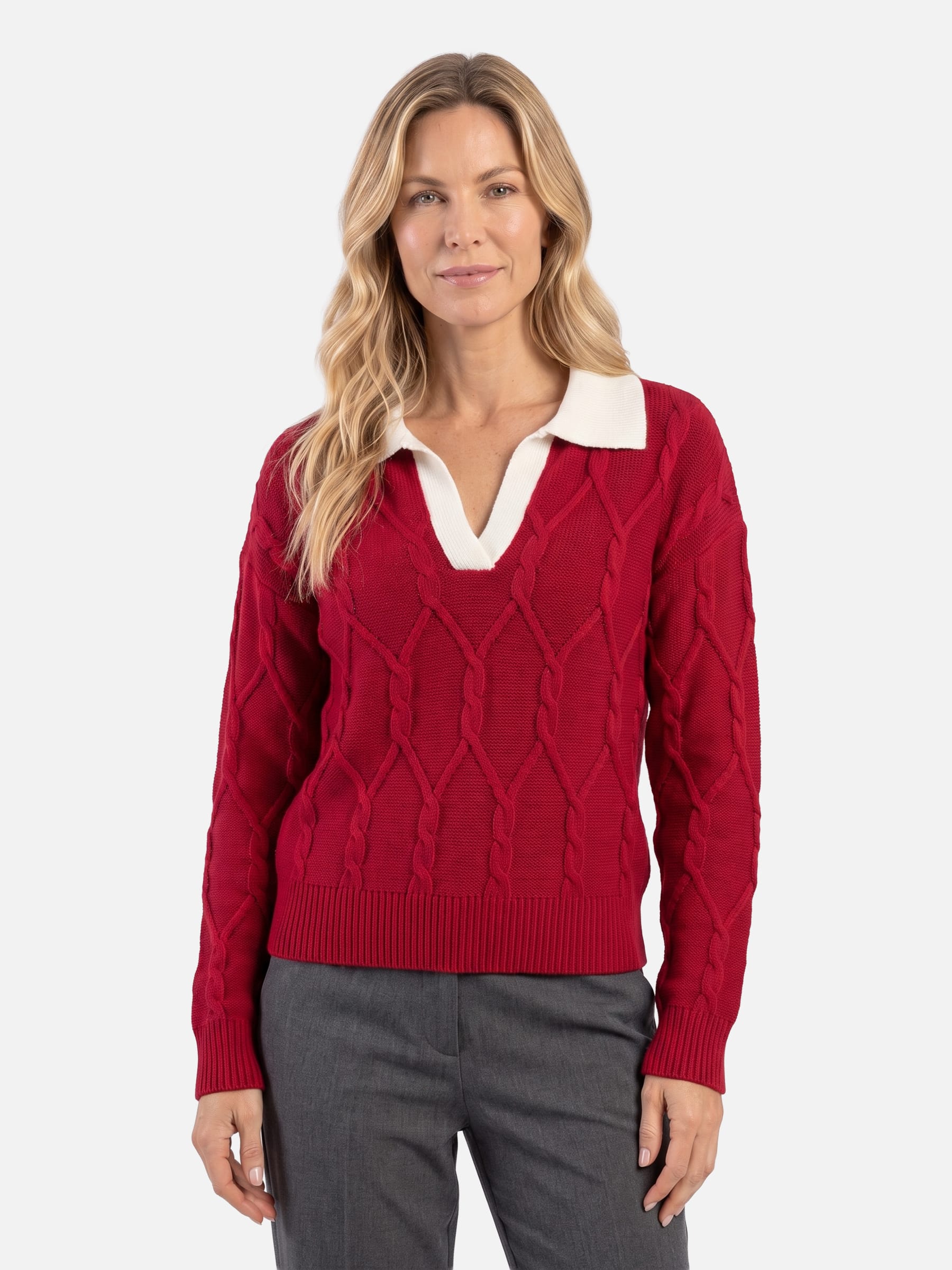 Women's Cable Knit Collared Jumper